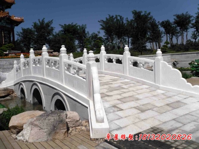 公园石拱桥雕塑，汉白玉小桥石雕