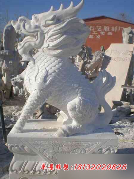 汉白玉踩球麒麟石雕门口麒麟石雕