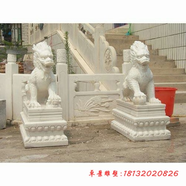 汉白玉踩球麒麟石雕门口麒麟石雕