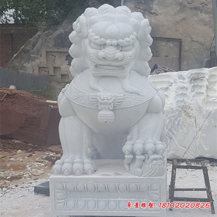 汉白玉故宫狮子石雕，门口看门石狮子