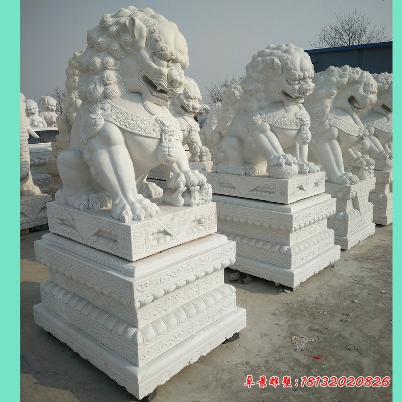 汉白玉故宫狮子石雕踩球看门石狮子