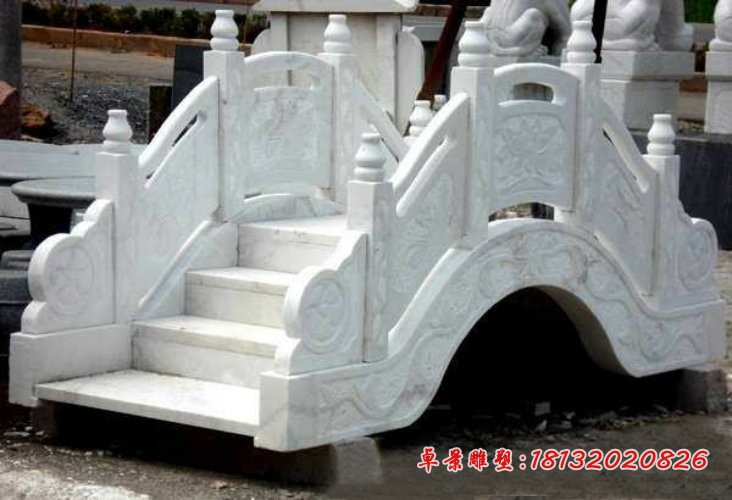 汉白玉荷花浮雕小桥，公园拱桥石雕