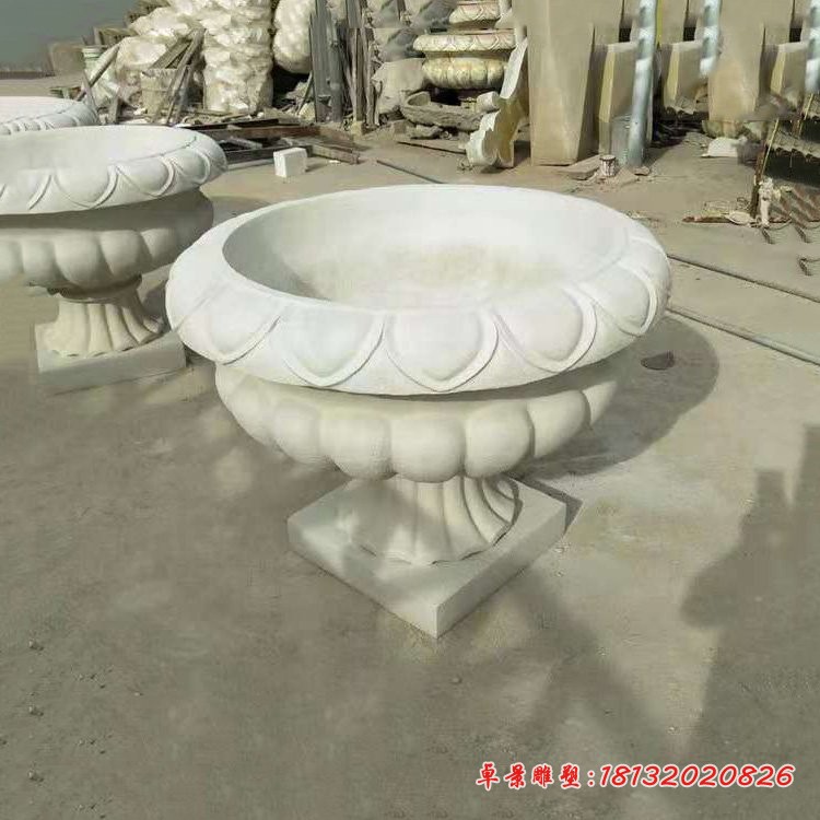汉白玉花盆石雕公园石雕花盆