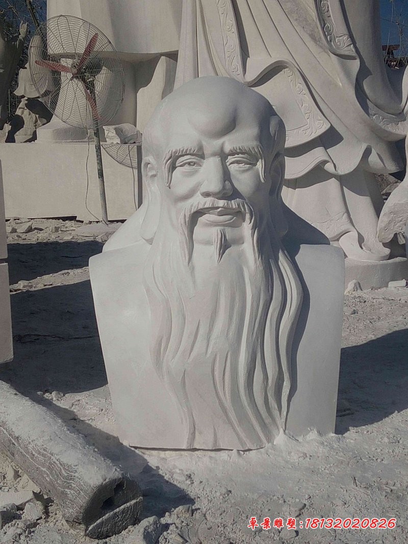 大理石老子胸像石雕，校园老子石雕
