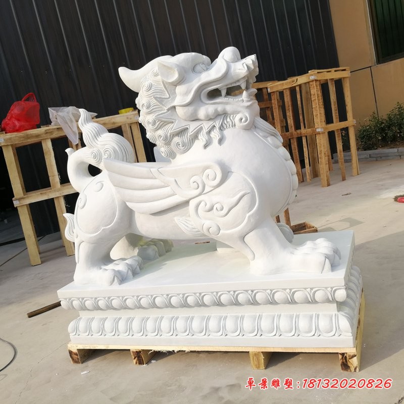 汉白玉立式招财进宝貔貅石雕门口招财貔貅摆件