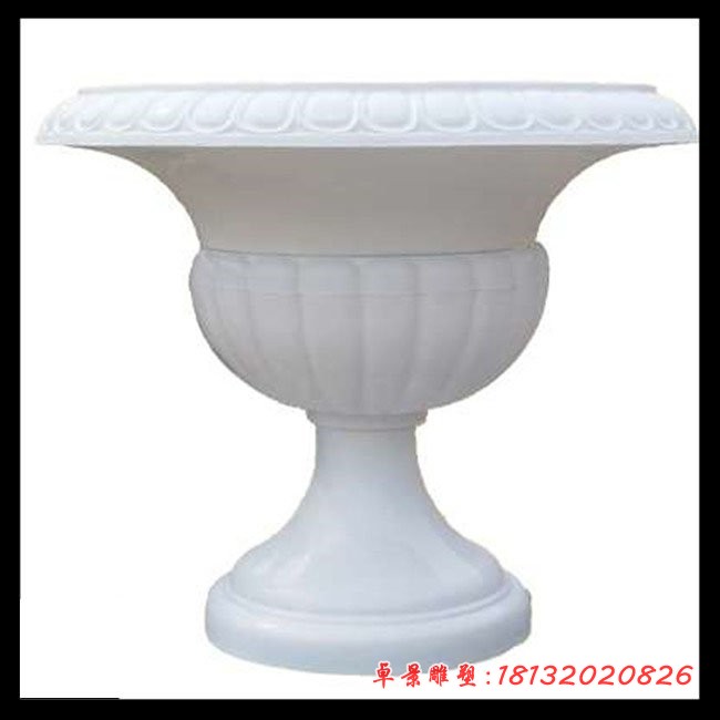 汉白玉欧式花钵，别墅花盆石雕