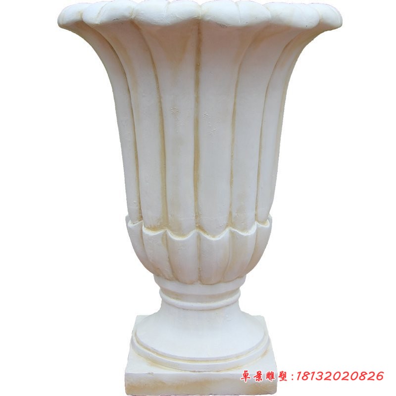 汉白玉欧式花钵小区石雕花钵