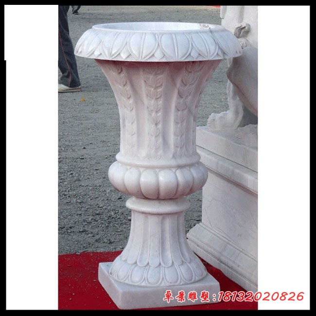汉白玉欧式花钵，别墅石雕花钵