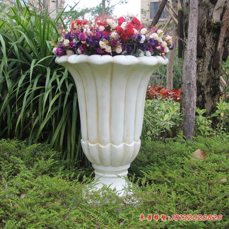汉白玉欧式花钵雕塑小区花盆石雕 
