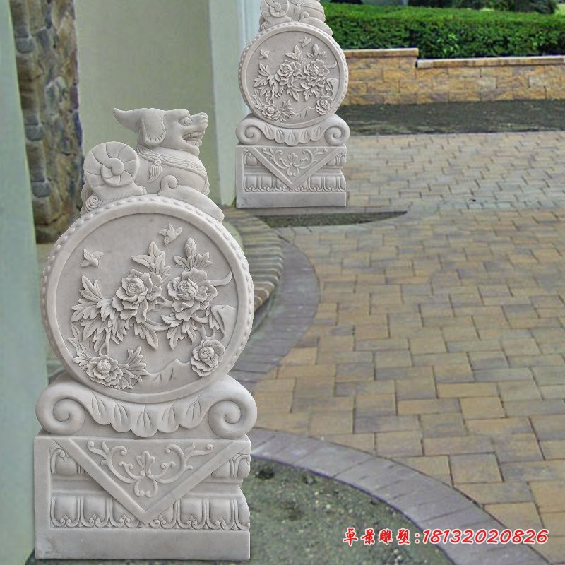 汉白玉貔貅抱鼓石镇宅招财石雕门墩