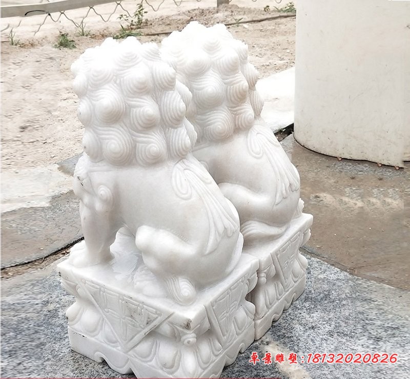 汉白玉狮子石雕，门口看门石狮子 