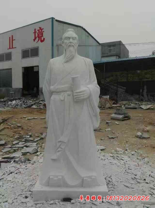 汉白玉孙武石雕，校园古代名人石雕