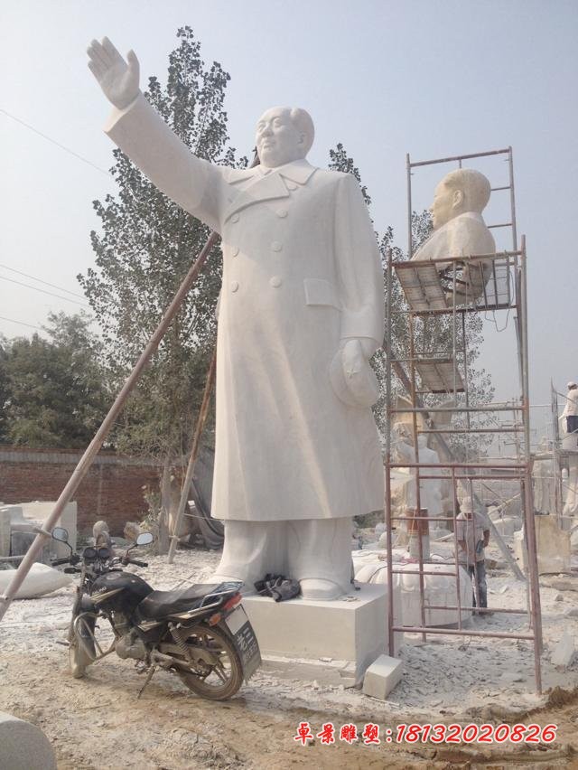 汉白玉伟人雕像 挥手的毛主席石雕 