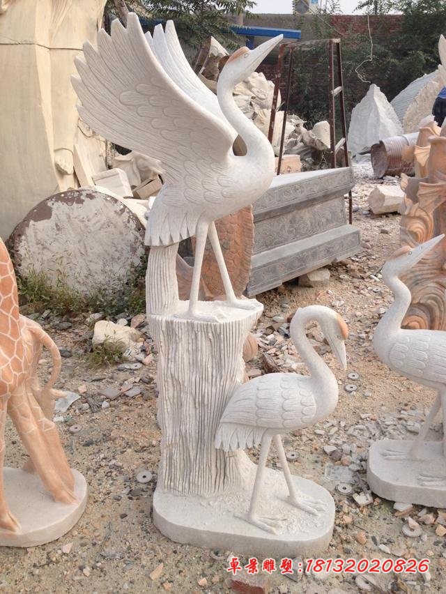 汉白玉仙鹤雕塑 公园动物石雕