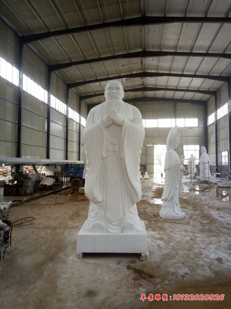 汉白玉先师孔子石雕，校园孔子石雕 