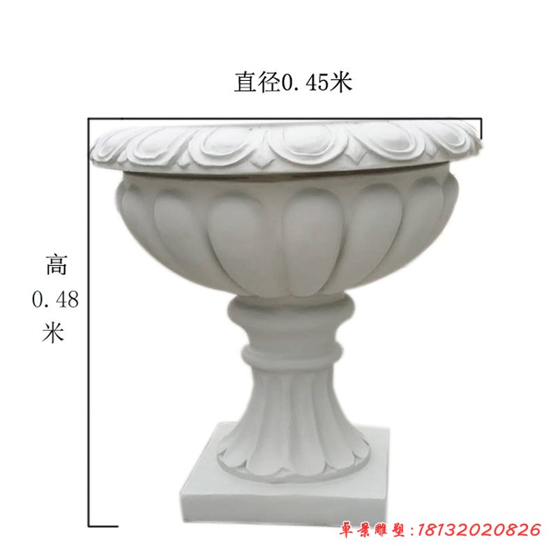 汉白玉小区花盆石雕，石雕花钵 