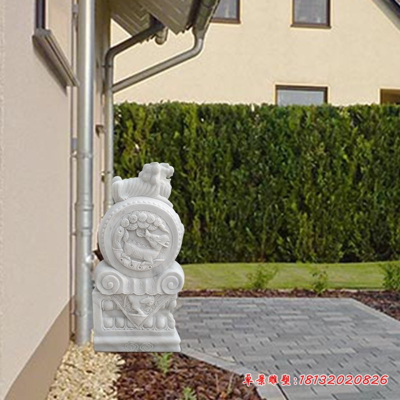 汉白玉镇宅抱鼓石狮子门墩石雕