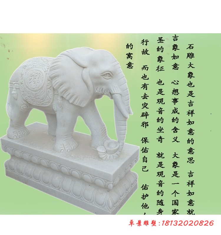 汉白玉镇宅大象石雕门口招财大象