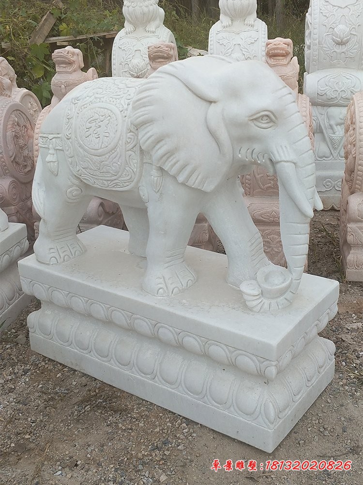 汉白玉镇宅大象石雕门口招财大象
