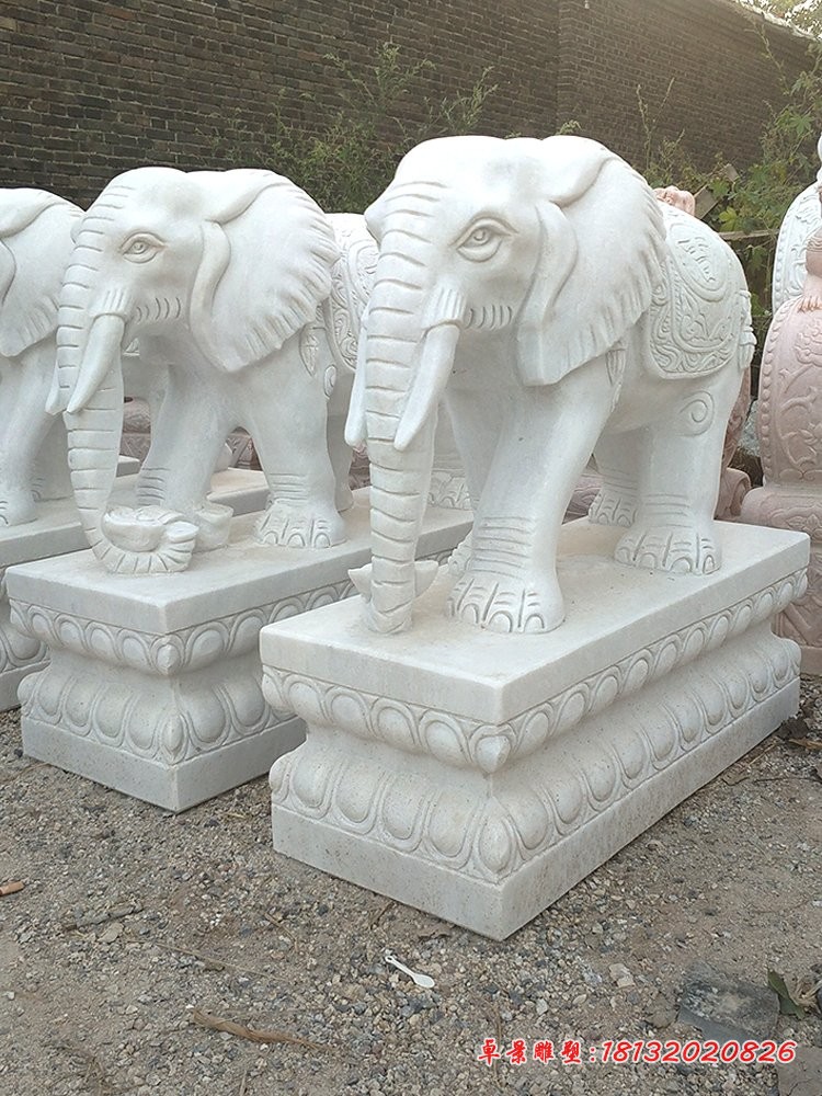 汉白玉镇宅大象石雕门口招财大象