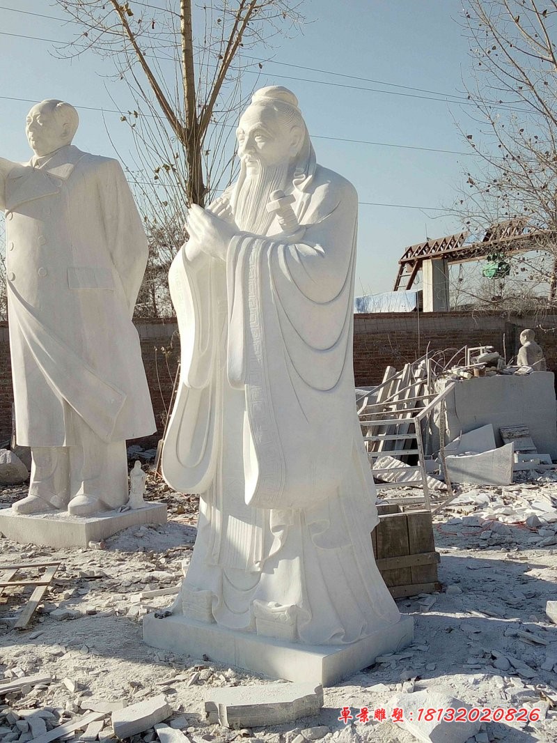 汉白玉至圣先师孔子石雕，校园人物石雕 