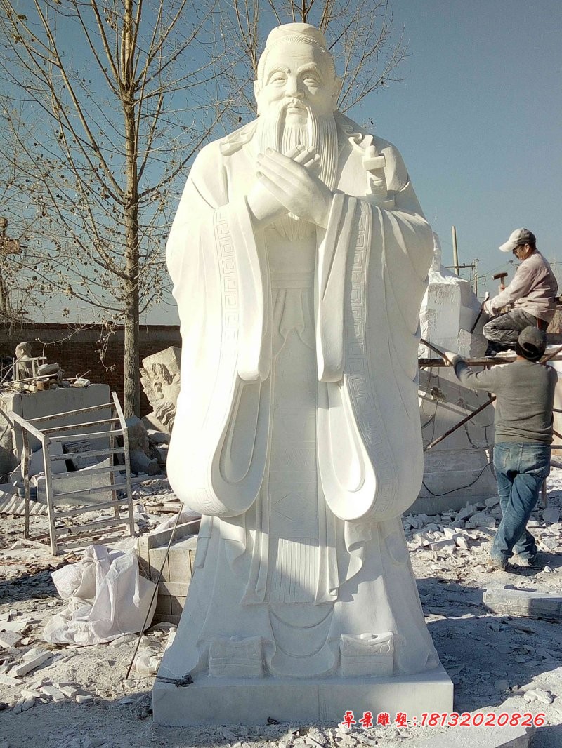 汉白玉至圣先师孔子石雕，校园人物石雕