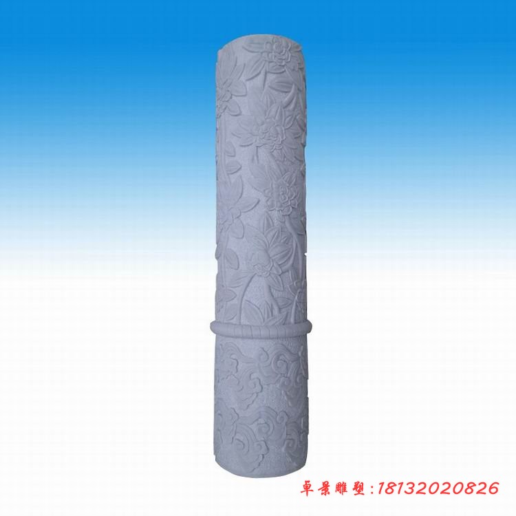 荷花浮雕石柱 汉白玉公园文化柱石雕