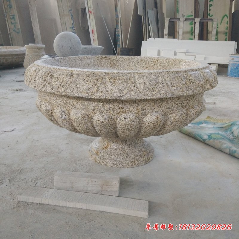 花岗岩花盆石雕公园石雕花盆