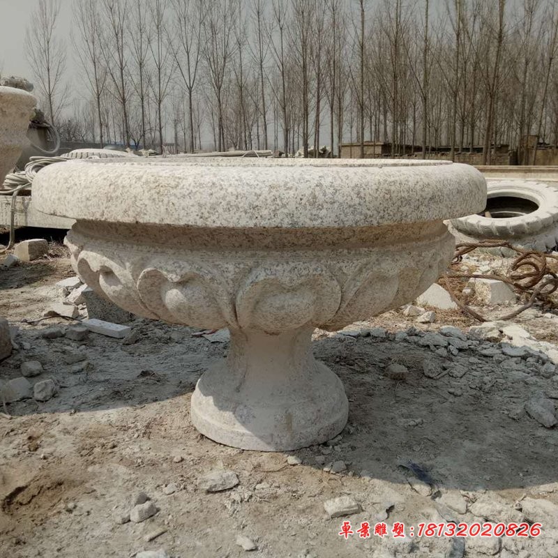 花岗岩花盆石雕公园石雕花盆 