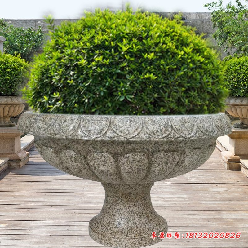 花岗岩花盆石雕小区石雕花盆