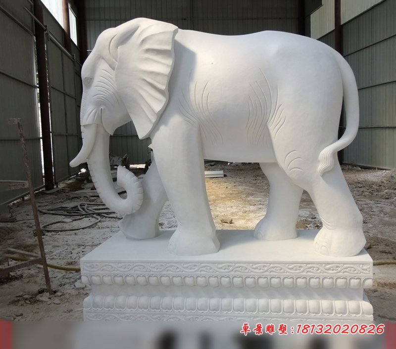 酒店门口镇宅大象石雕汉白玉大象雕塑