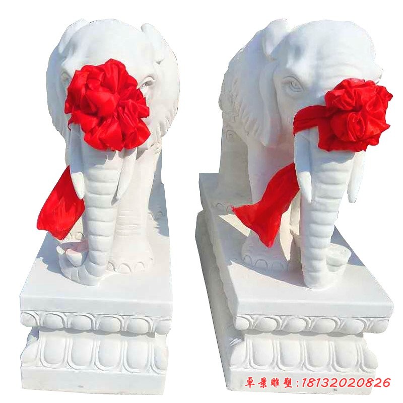 酒店门口镇宅大象石雕汉白玉大象雕塑