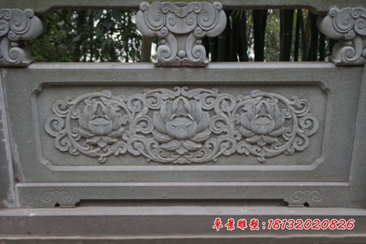 莲花浮雕栏板，寺庙仿古栏板石雕