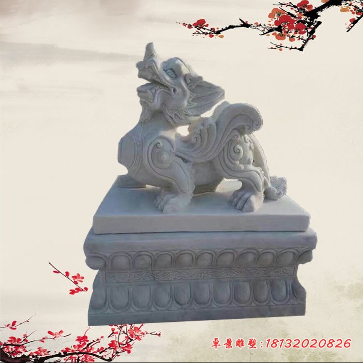 门口招财貔貅石雕 汉白玉镇宅貔貅石雕 (4)