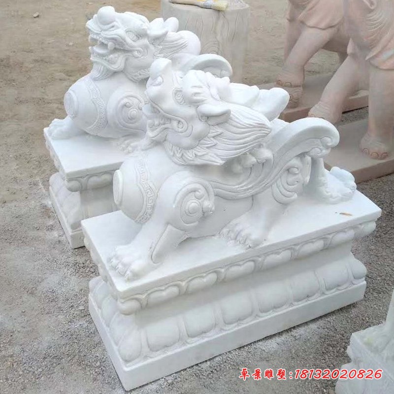 企业门口招财貔貅石雕汉白玉貔貅雕塑