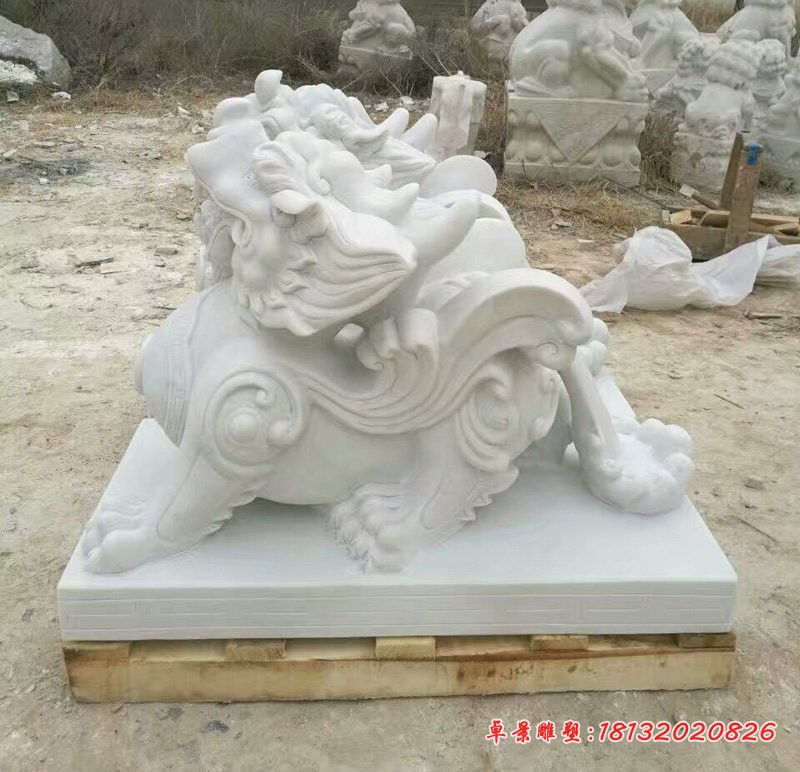 企业门口招财貔貅石雕汉白玉貔貅雕塑