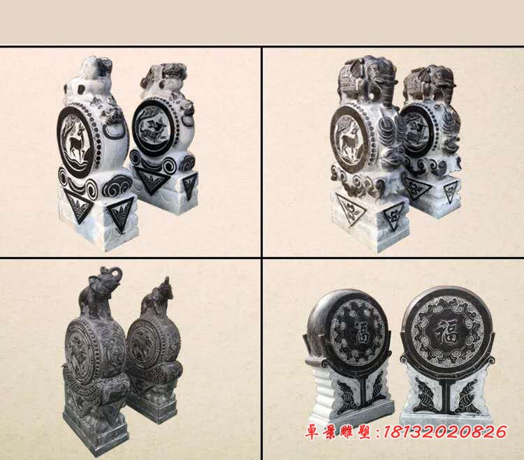 青石仿古抱鼓石 门口门墩石雕