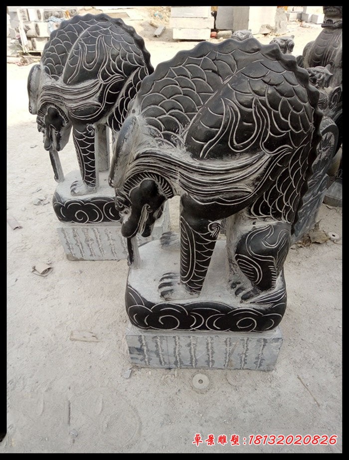 青石仿古避水兽石雕，古代神兽石雕 