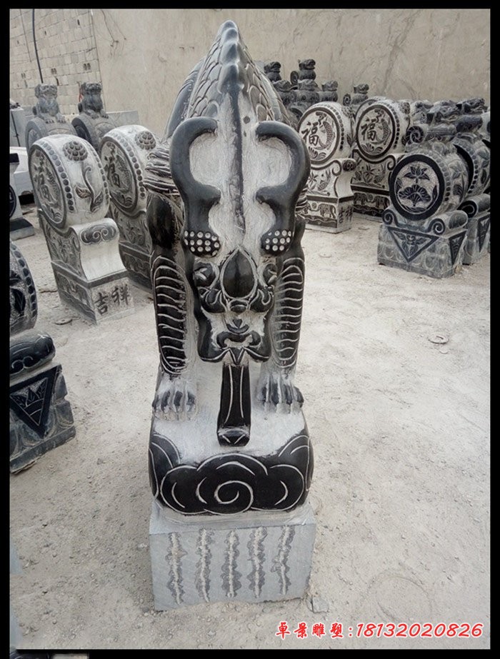 青石仿古避水兽石雕，古代神兽石雕 