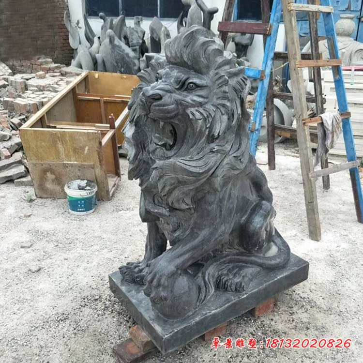 青石仿古踩球西洋狮子，门口欧式狮子石雕