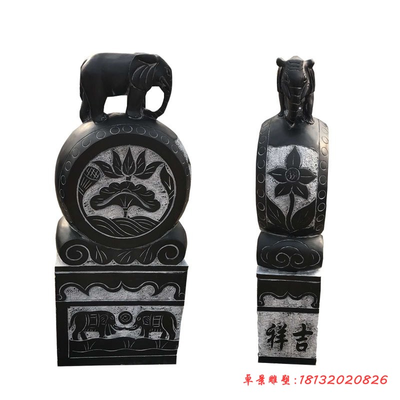 青石仿古大象门墩石雕门口镇宅抱鼓石