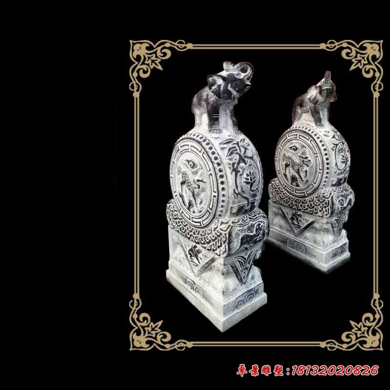 青石仿古大象门墩石雕门口镇宅抱鼓石