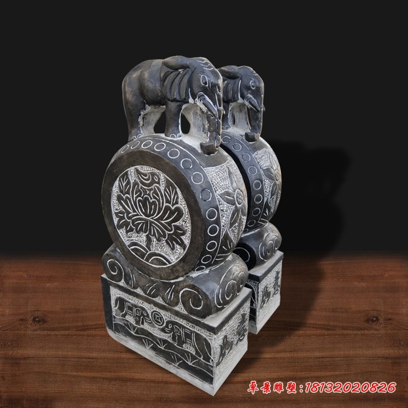 青石仿古大象门墩石雕门口镇宅抱鼓石