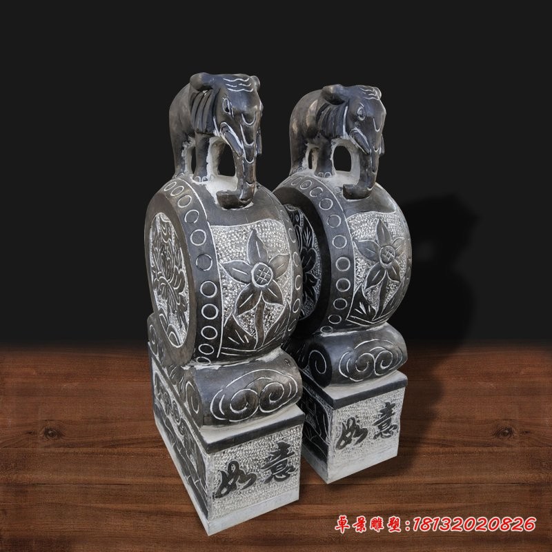 青石仿古大象门墩石雕门口镇宅抱鼓石