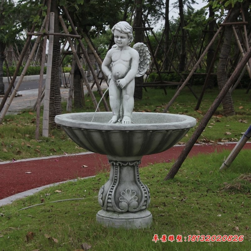 撒尿小男孩喷泉石雕小区西方人物喷泉雕塑