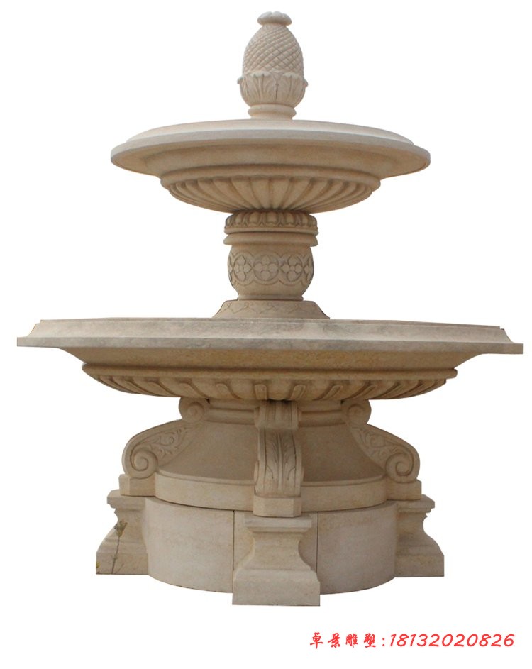 砂岩双层喷泉石雕公园欧式喷泉石雕