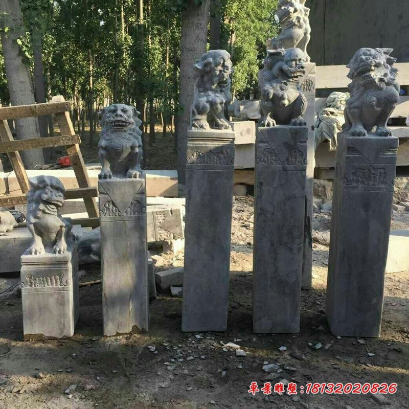 狮子拴马柱石雕公园仿古文化柱石雕