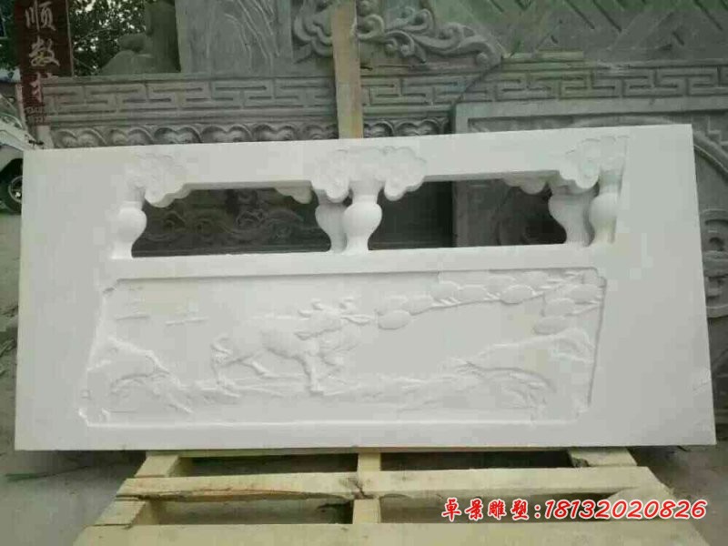 十二生肖浮雕栏板，汉白玉公园栏板石雕