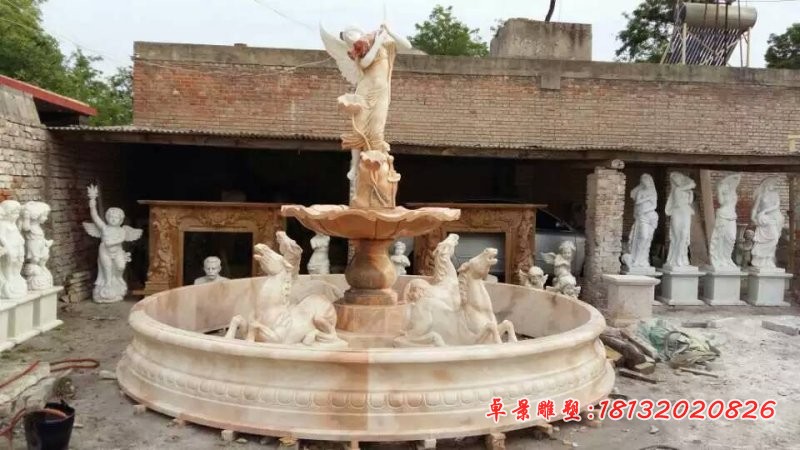 晚霞红欧式人物喷泉 公园欧式喷泉石雕