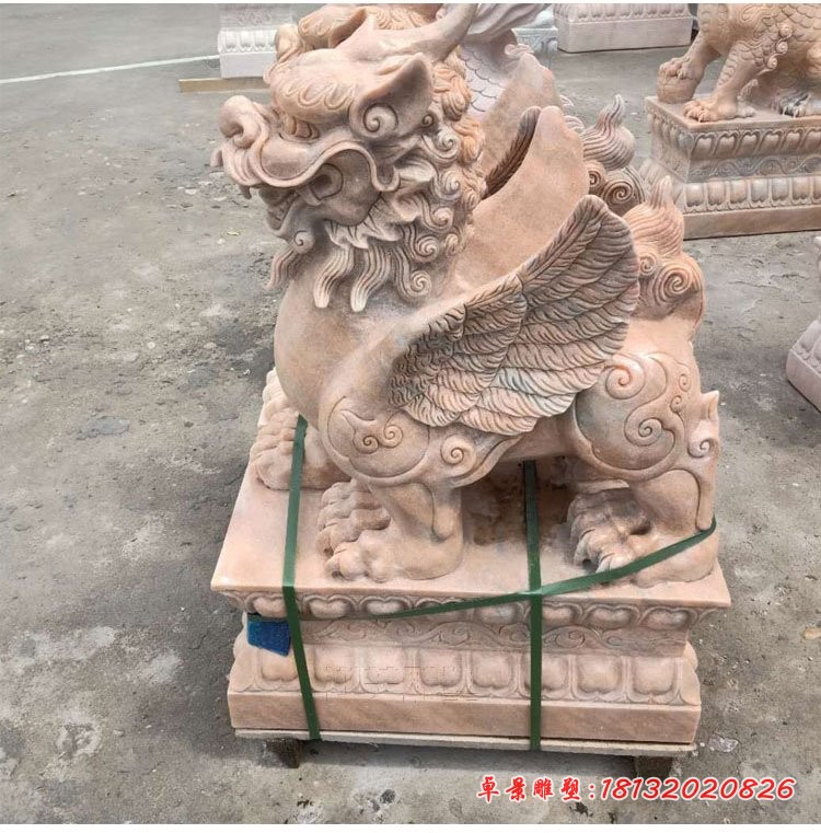 晚霞红貔貅雕塑门口招财貔貅石雕